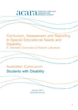 Curriculum, Assessment and Reporting in Special Educational