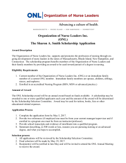 Organization of Nurse Leaders Inc. (ONL) The Sharon A. Smith
