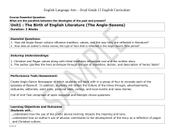 English Language Arts &ndash; Draft Grade 12 English Curriculum Unit1