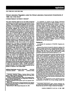 Clinical Laboratory Regulation under the