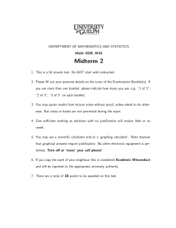 Midterm 2 - University of Guelph