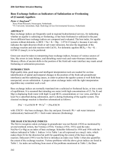 Base Exchange Indices as Indicators of Salinization or Freshening