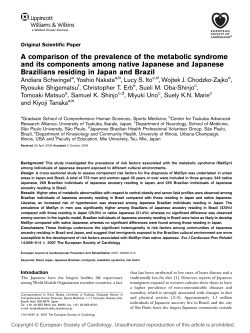 A comparison of the prevalence of the metabolic syndrome and its
