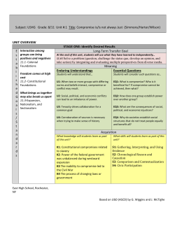 Subject: USHG Grade: 8/11 Unit #:1 Title: Compromise is/is not