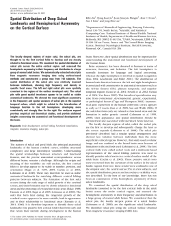 Spatial Distribution of Deep Sulcal Landmarks