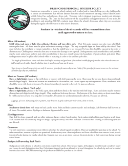 DRESS CODE/PERSONAL HYGIENE POLICY Students in violation