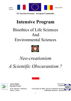Intensive Program Neo-creationism A Scientific Obscurantism ?