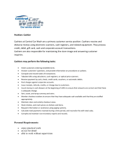 Position: Cashier - Central Car Wash and Detail Centre