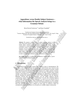 Appositions versus Double Subject Sentences &ndash; what Information
