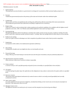 Second Hour Exam Thursday 11/14