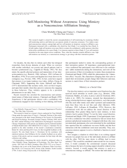 Self-Monitoring Without Awareness: Using Mimicry as a