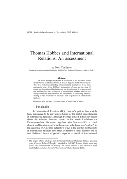 Thomas Hobbes and International Relations: An
