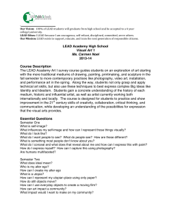 LEAD Academy High School Visual Art 1 Ms. Carmen Noel 2013