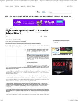 Eight seek appointment to Roanoke School Board