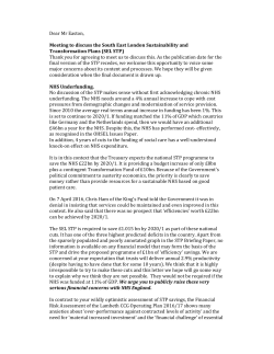 Dear Mr Easton, Meeting to discuss the South East London