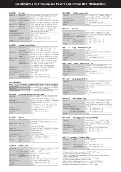 Specifications for Finishing and Paper Feed Options
