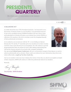 presidents quarterly - Society for Hospitality and Foodservice