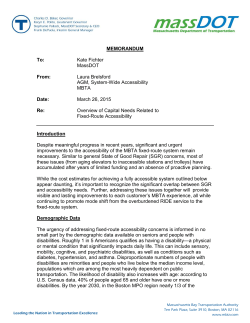MEMORANDUM To: Kate Fichter MassDOT From: Laura Brelsford