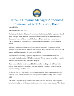 HFSC`s Firearms Manager Appointed Chairman of ATF Advisory