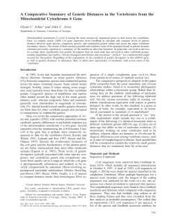 A Comparative Summary of Genetic Distances in the Vertebrates