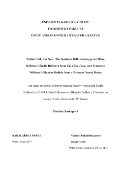 UNIVERZITA KARLOVA V PRAZE FILOZOFICK&Aacute; FAKULTA &Uacute;STAV