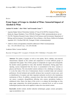 From Sugar of Grape to Alcohol of Wine: Sensorial Impact of Alcohol