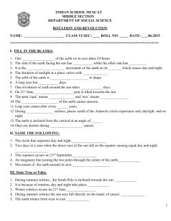 Class V-Social Science-Rotation and Revolution