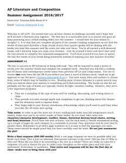 AP Literature and Composition Summer Assignment 2016/2017