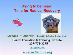 Dying to be Heard: Time for Radical Recovery &ndash; Stephen Andrew