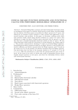 Conical square function estimates and functional calculi for