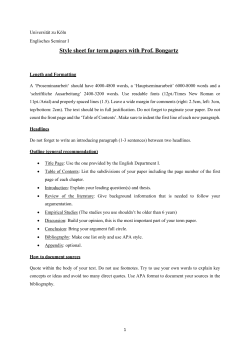 Style sheet for term papers with Prof. Bongartz