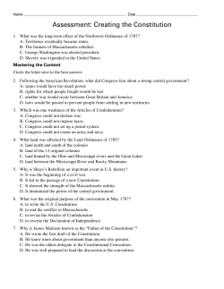 Assessment: Creating the Constitution