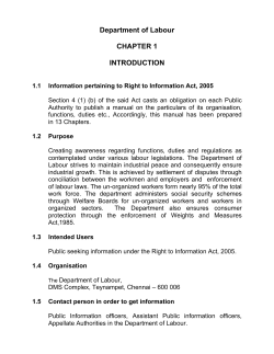 Department of Labour CHAPTER 1 INTRODUCTION