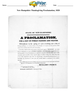 New Hampshire Thanksgiving Proclamation, 1828