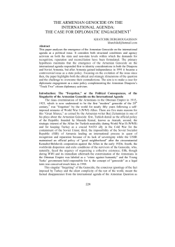 the armenian genocide on the international agenda
