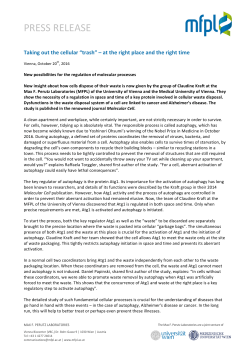 press release - Max F. Perutz Laboratories