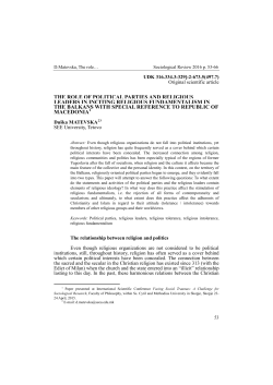 THE ROLE OF POLITICAL PARTIES AND RELIGIOUS LEADERS IN