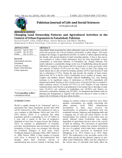 Changing Land Ownership Patterns and Agricultural Activities in the