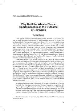 Play Until the Whistle Blows: Sportsmanship as the