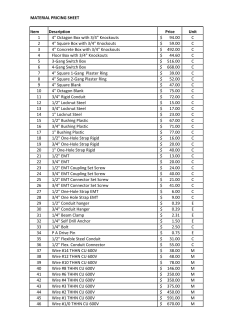 MATERIAL PRICING SHEET Item Description Price Unit 1 4