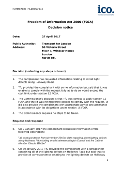 Freedom of Information Act 2000 (FOIA) Decision notice