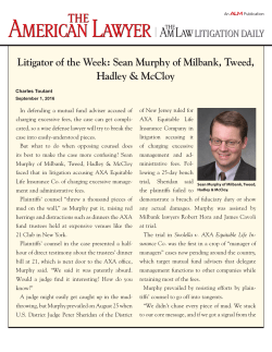 Litigator of the Week: Sean Murphy of Milbank, Tweed, Hadley
