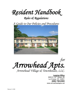Resident Handbook - Arrowhead Apartments