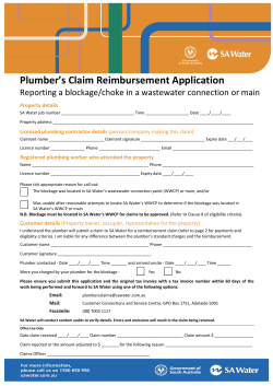 Plumber`s Claim Reimbursement Application