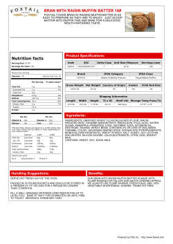 BRAN WITH RAISIN MUFFIN BATTER 18# Nutrition
