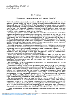 Non-verbal communication and mental disorder