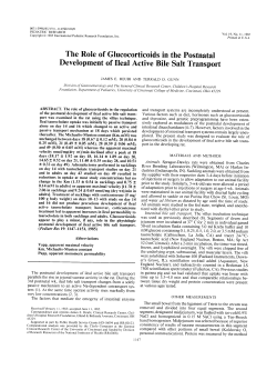 The Role of Glucocorticoids in the Postnatal Development