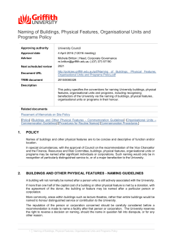 Naming of Buildings, Physical Features, Organisational Units and