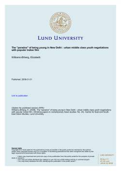 The "paradox" of being young in New Delhi : urban middle class