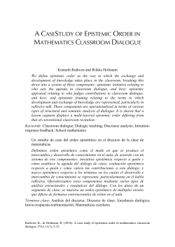 a casestudy of epistemic order in mathematics classroom dialogue